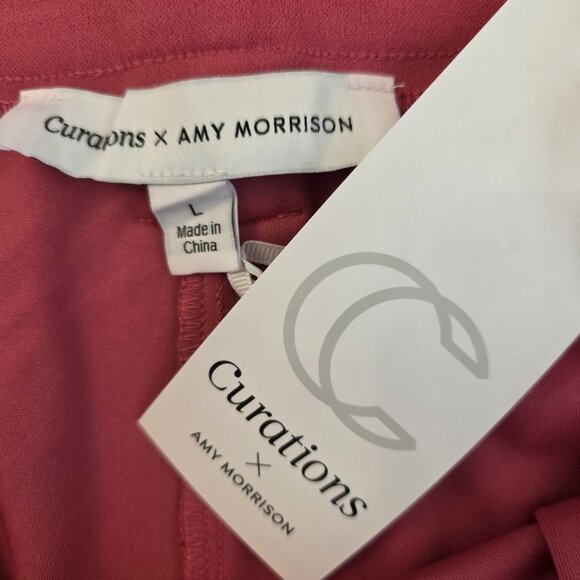 Curations Shorts Womens Large Pink Paperbag Waist Belted Pleated Pockets New - Picture 9 of 16